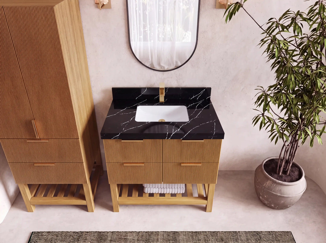 Catalina Teak 36 in. W x 22 in. D Center Sink Bathroom Vanity | 
              
                Light Natural Teak
                
                  
             - CAT_TK_LNT_WHQZ_36 - photo №8
