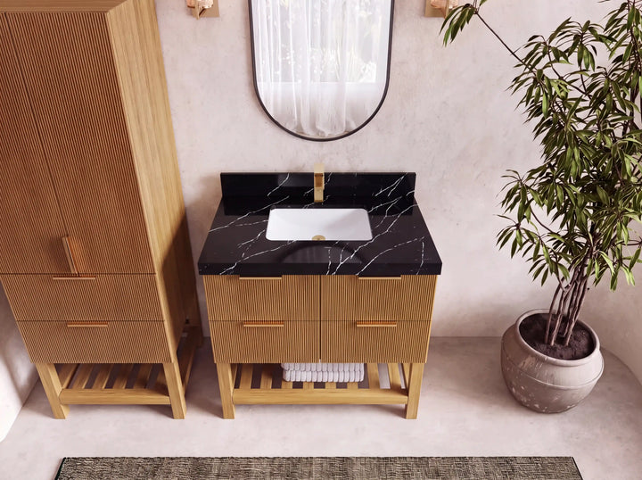 Catalina Teak 36 in. W x 22 in. D Center Sink Bathroom Vanity - photo 8