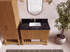 Catalina Teak 42 in W x 22 in D Free Standing Reeded Single Sink Bathroom Vanity - photo 8