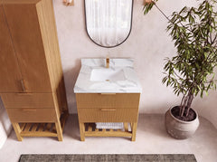Catalina Teak 30 in W x 22 in D Free Standing Reeded Single Sink Bathroom Vanity - photo 12
