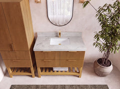 Catalina Teak 42 in W x 22 in D Free Standing Reeded Single Sink Bathroom Vanity - photo 18