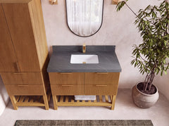 Catalina Teak 42 in W x 22 in D Free Standing Reeded Single Sink Bathroom Vanity - photo 22