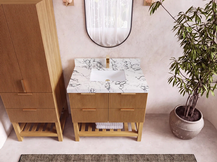 Catalina Teak 36 in. W x 22 in. D Center Sink Bathroom Vanity - photo 16