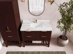 Catalina Teak 42 in W x 22 in D Free Standing Reeded Single Sink Bathroom Vanity - photo 37