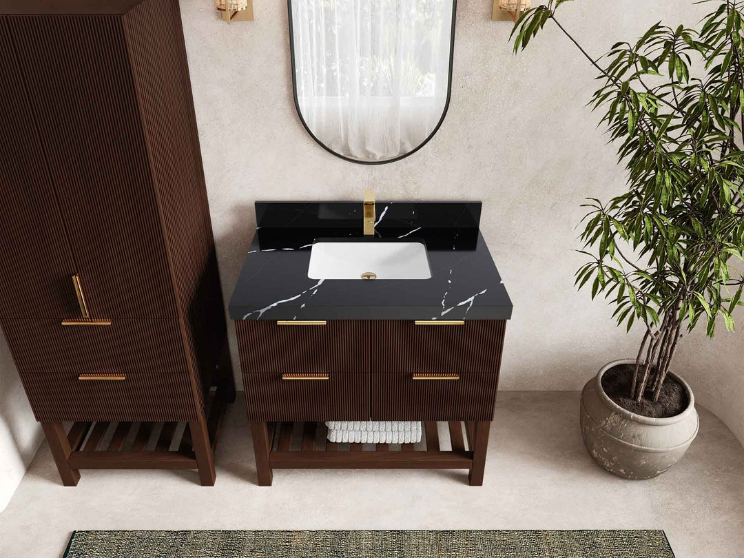 Catalina Teak 36 in. W x 22 in. D Center Sink Bathroom Vanity