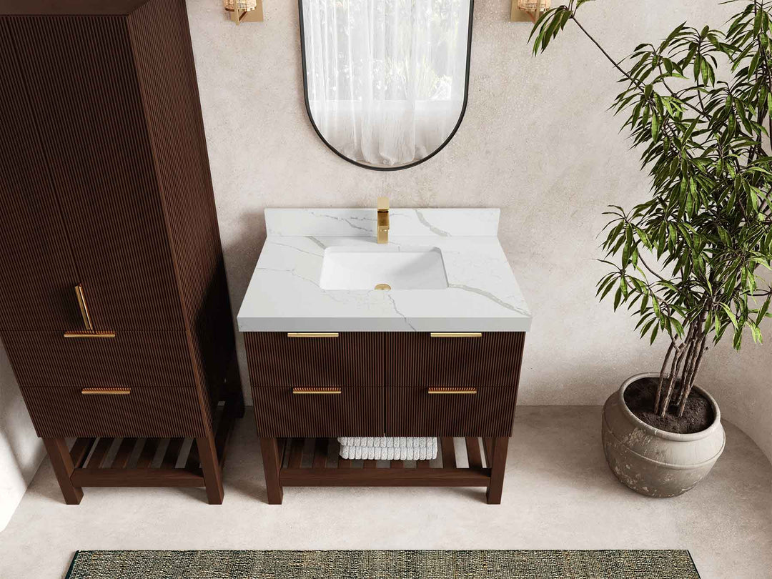 Catalina Teak 36 in. W x 22 in. D Center Sink Bathroom Vanity
