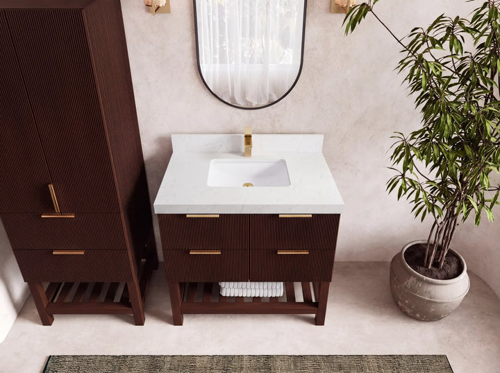 Catalina Teak 36 in. W x 22 in. D Center Sink Bathroom Vanity - photo 38