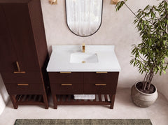 Catalina Teak 42 in W x 22 in D Free Standing Reeded Single Sink Bathroom Vanity - photo 38