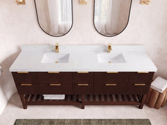 Catalina Teak 84 in W x 22 in D Free Standing Reeded Double Sink Bathroom Vanity - photo 41