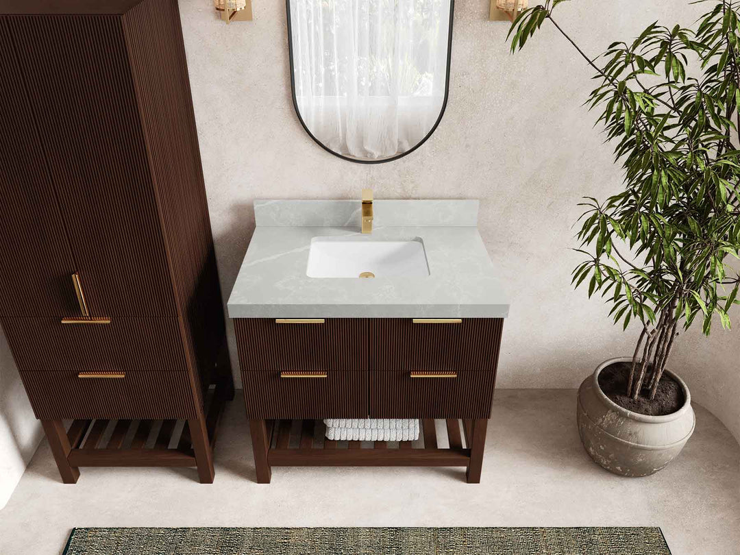 Catalina Teak 36 in. W x 22 in. D Center Sink Bathroom Vanity