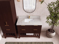 Catalina Teak 42 in W x 22 in D Free Standing Reeded Single Sink Bathroom Vanity - photo 39