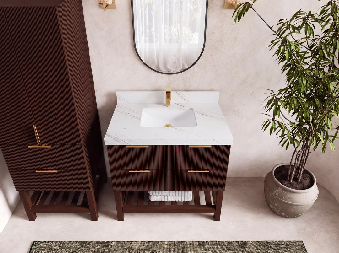 Catalina Teak 36 in. W x 22 in. D Center Sink Bathroom Vanity | 
              
                Dark Walnut Teak
                
                  
             - CAT_TK_WLN_WHQZ_36 - photo №40