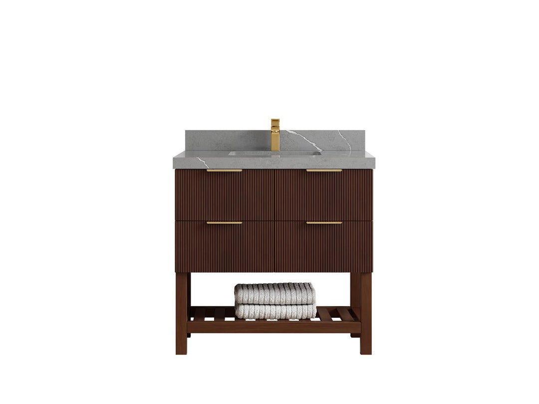 Catalina Teak 36 in. W x 22 in. D Center Sink Bathroom Vanity