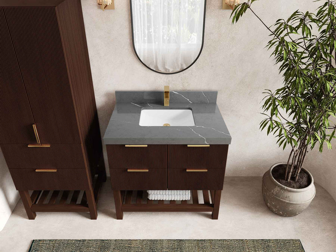 Catalina Teak 36 in. W x 22 in. D Center Sink Bathroom Vanity