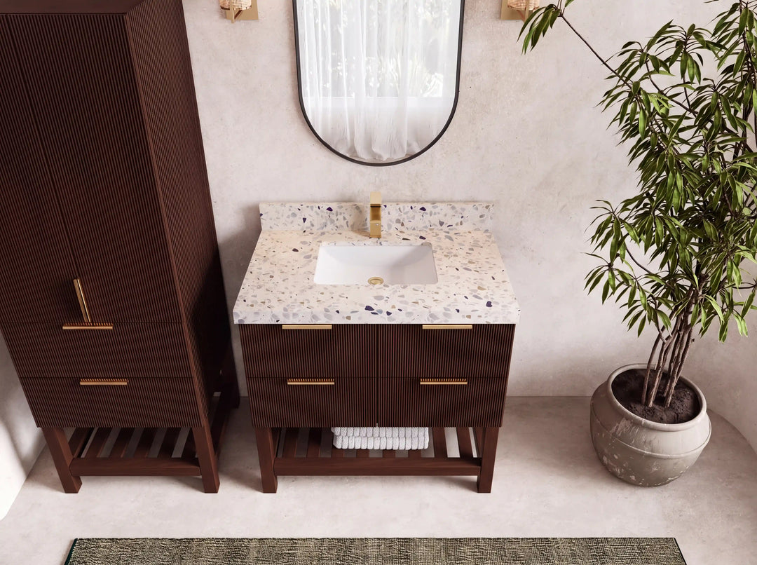 Catalina Teak 36 in. W x 22 in. D Center Sink Bathroom Vanity | 
              
                Dark Walnut Teak
                
                  
             - CAT_TK_WLN_WHQZ_36 - photo №41