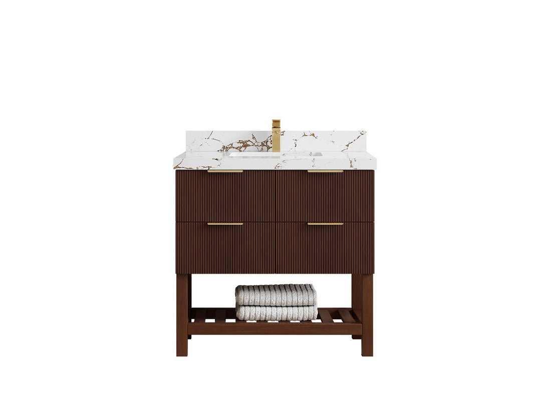 Catalina Teak 36 in. W x 22 in. D Center Sink Bathroom Vanity