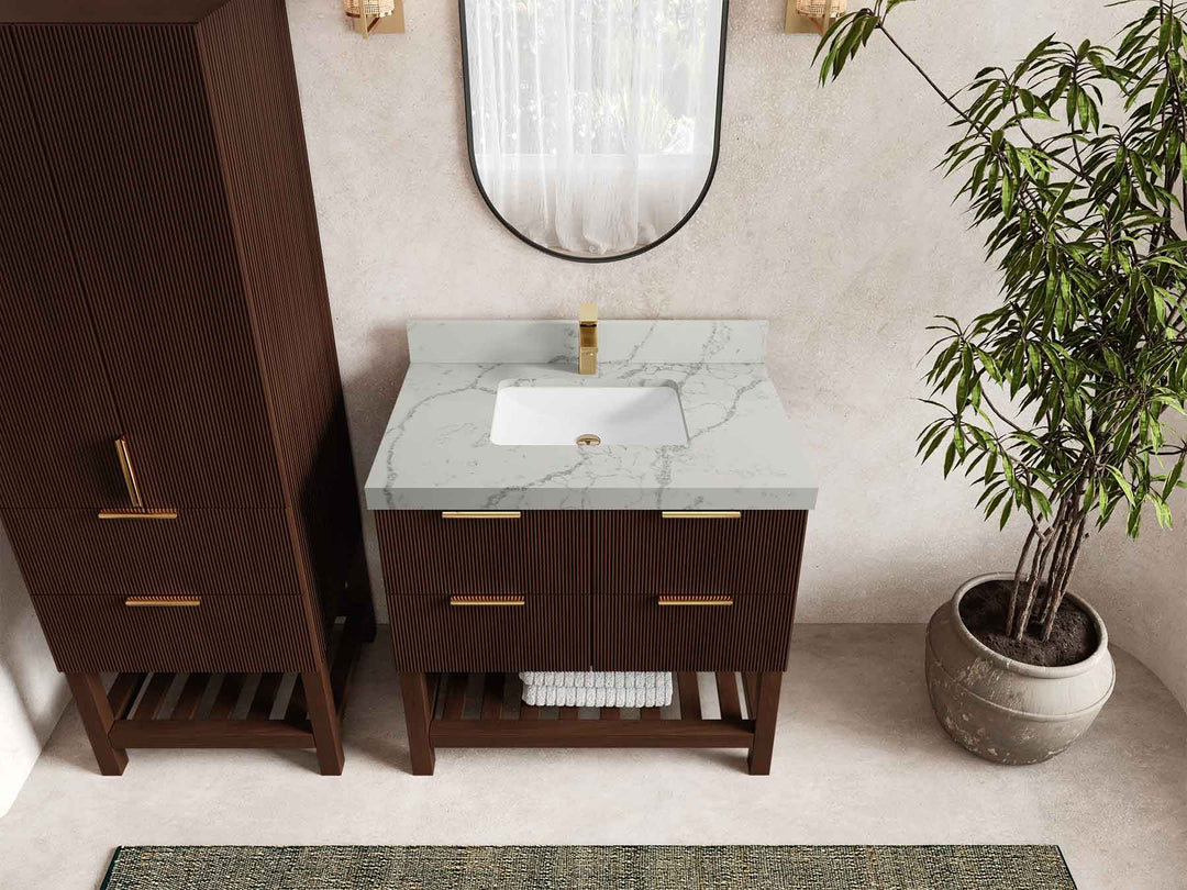 Catalina Teak 36 in. W x 22 in. D Center Sink Bathroom Vanity