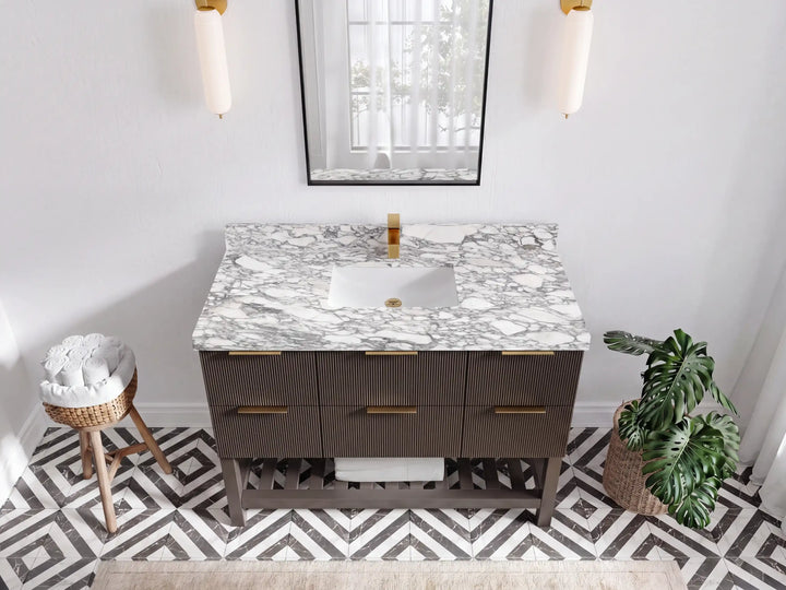 Catalina 48 in W x 22 in D Free Standing Reeded Single Sink Bathroom Vanity - photo 25