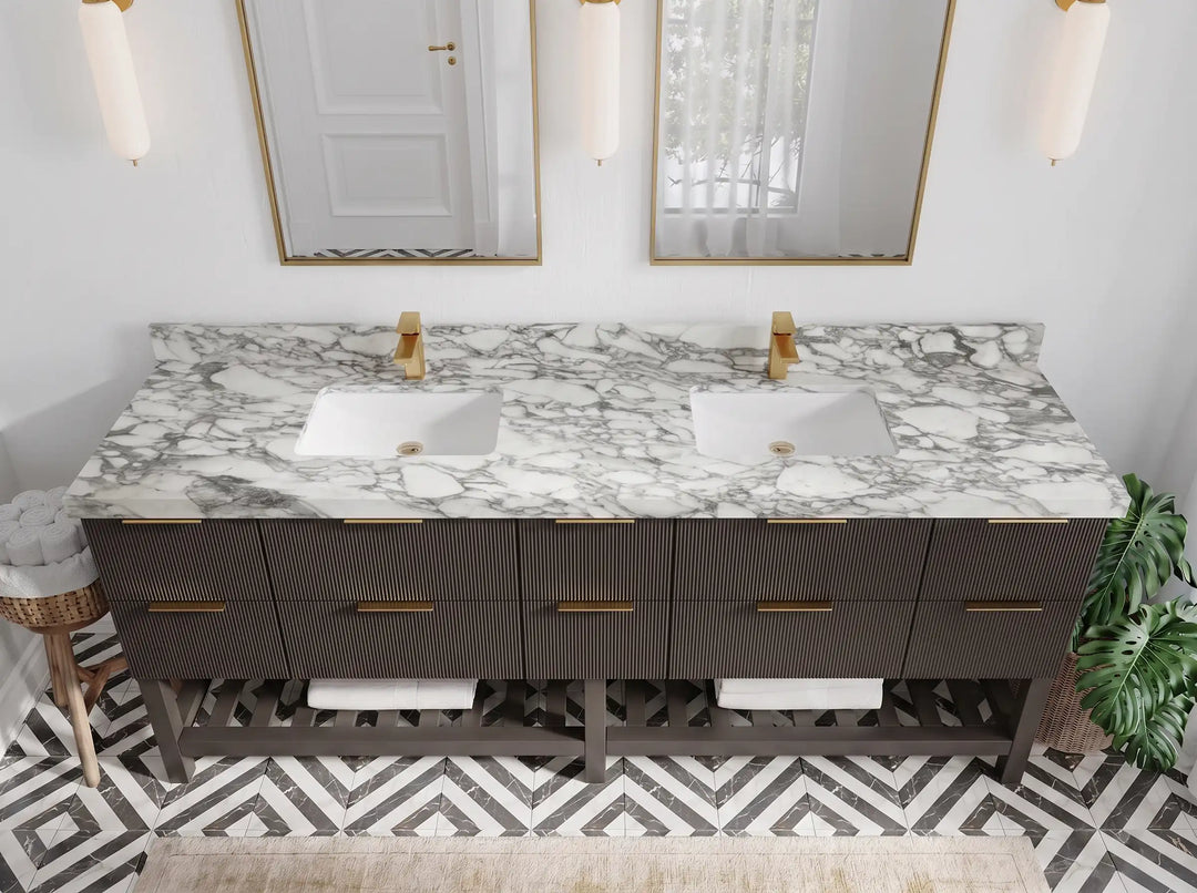 Catalina 84 in W x 22 in D Free Standing Reeded Double Sink Bathroom Vanity | 
              
                Urbane Bronze
                
                  
             - CAT_URB_WHQZ_84D - photo №25