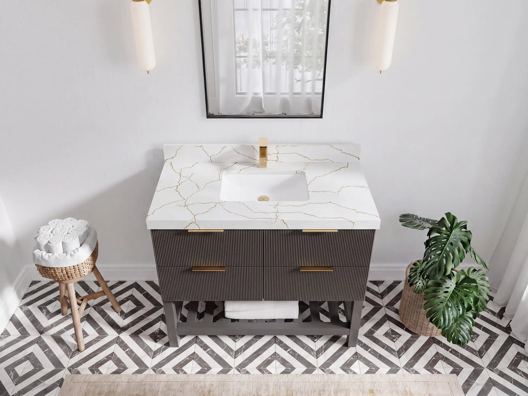 Catalina 42 in W x 22 in D Free Standing Reeded Single Sink Bathroom Vanity | 
              
                Urbane Bronze
                
                  
             - CAT_URB_ARB_42 - photo №22