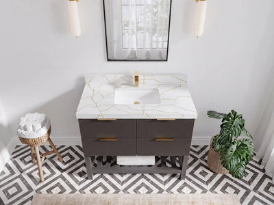 Catalina 42 in W x 22 in D Free Standing Reeded Single Sink Bathroom Vanity