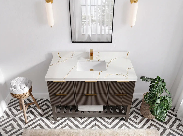 Catalina 48 in W x 22 in D Free Standing Reeded Single Sink Bathroom Vanity - photo 19