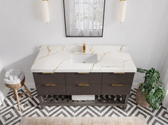 Catalina 60 in W x 22 in D Free Standing Reeded Single Sink Bathroom Vanity - photo 5