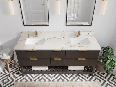 Catalina 72 in W x 22 in D Free Standing Reeded Double Sink Bathroom Vanity