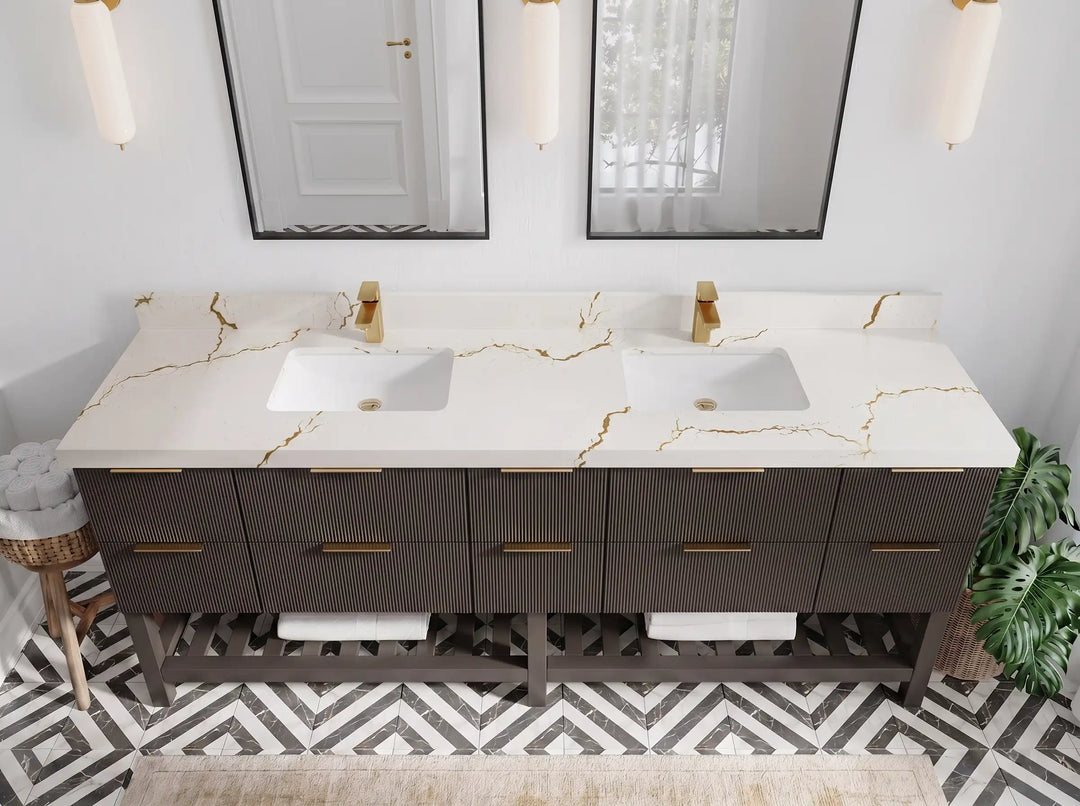 Catalina 84 in W x 22 in D Free Standing Reeded Double Sink Bathroom Vanity | 
              
                Urbane Bronze
                
                  
             - CAT_URB_WHQZ_84D - photo №15