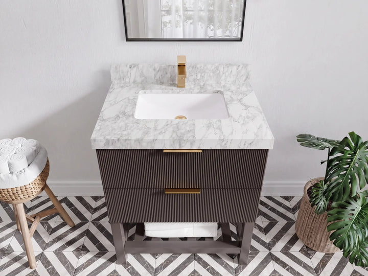 Catalina 30 in W x 22 in D Free Standing Reeded Single Sink Bathroom Vanity - photo 7
