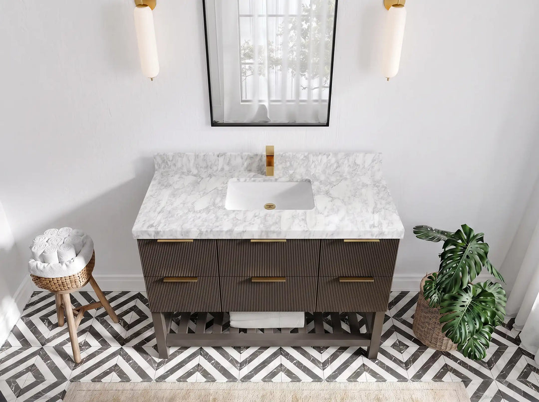Catalina 48 in W x 22 in D Free Standing Reeded Single Sink Bathroom Vanity | 
              
                Urbane Bronze
                
                  
             - CAT_URB_WHQZ_48S - photo №12