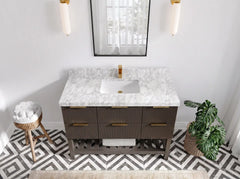 Catalina 48 in W x 22 in D Free Standing Reeded Single Sink Bathroom Vanity - photo 11