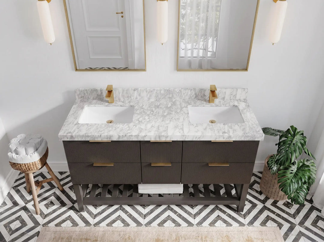 Catalina 60 in W x 22 in D Free Standing Reeded Double Sink Bathroom Vanity | 
              
                Urbane Bronze
                
                  
             - CAT_URB_CARM_60D - photo №8