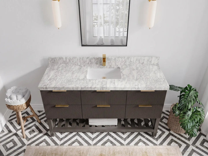Catalina 60 in W x 22 in D Free Standing Reeded Single Sink Bathroom Vanity - photo 13