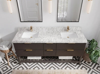Catalina 72 in W x 22 in D Free Standing Reeded Double Sink Bathroom Vanity