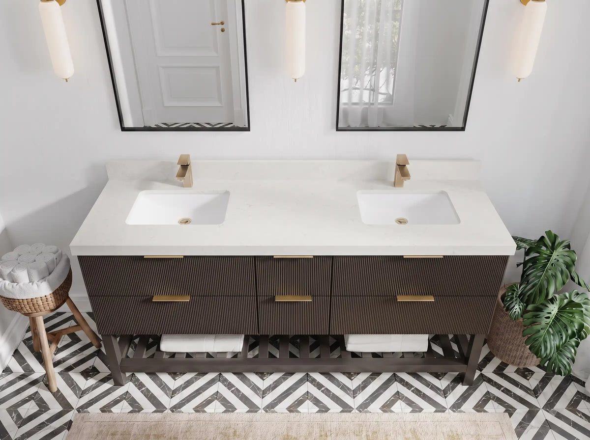 Catalina 72 in W x 22 in D Free Standing Reeded Double Sink Bathroom Vanity