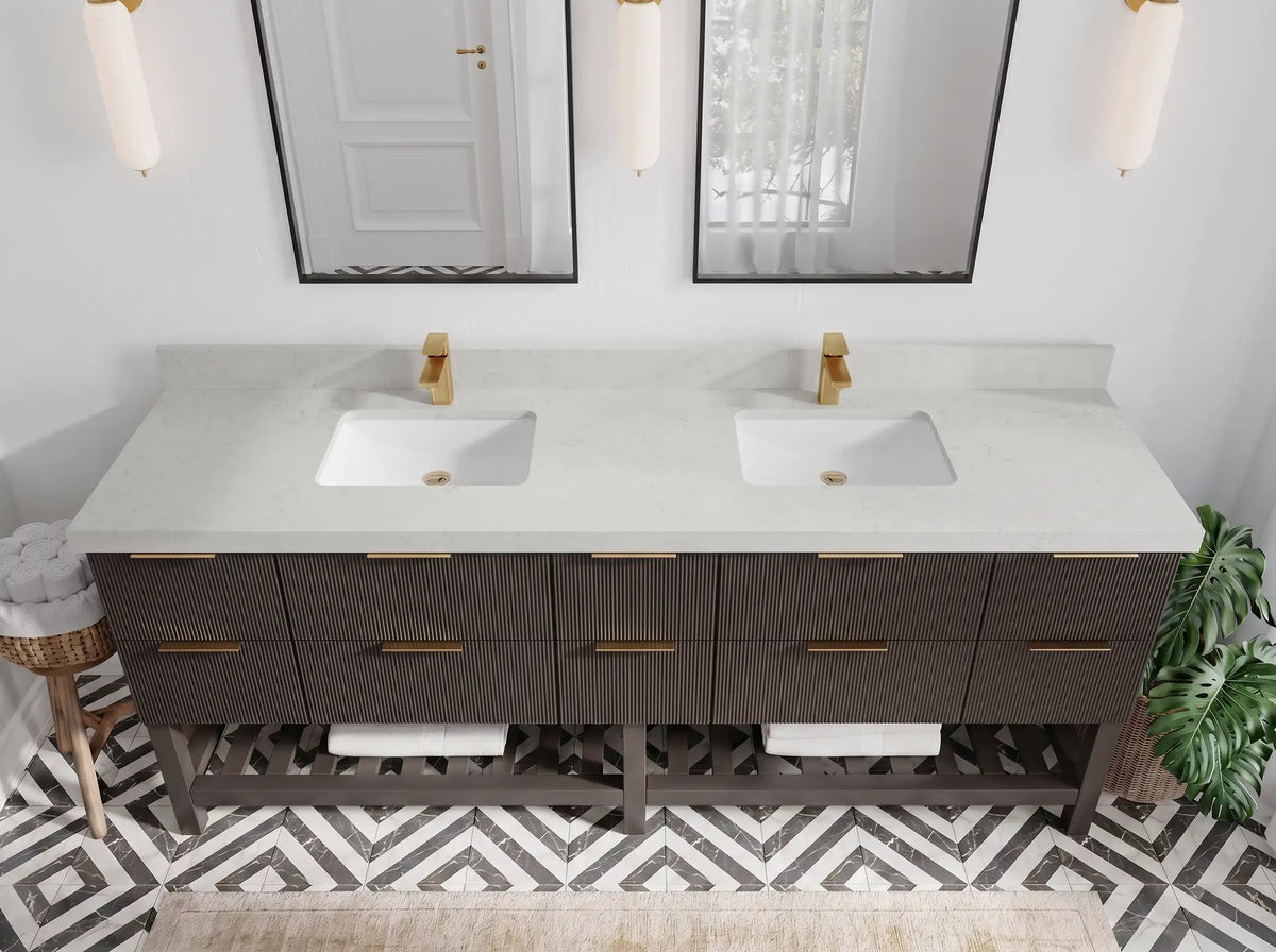 Catalina 84 in W x 22 in D Free Standing Reeded Double Sink Bathroom Vanity
