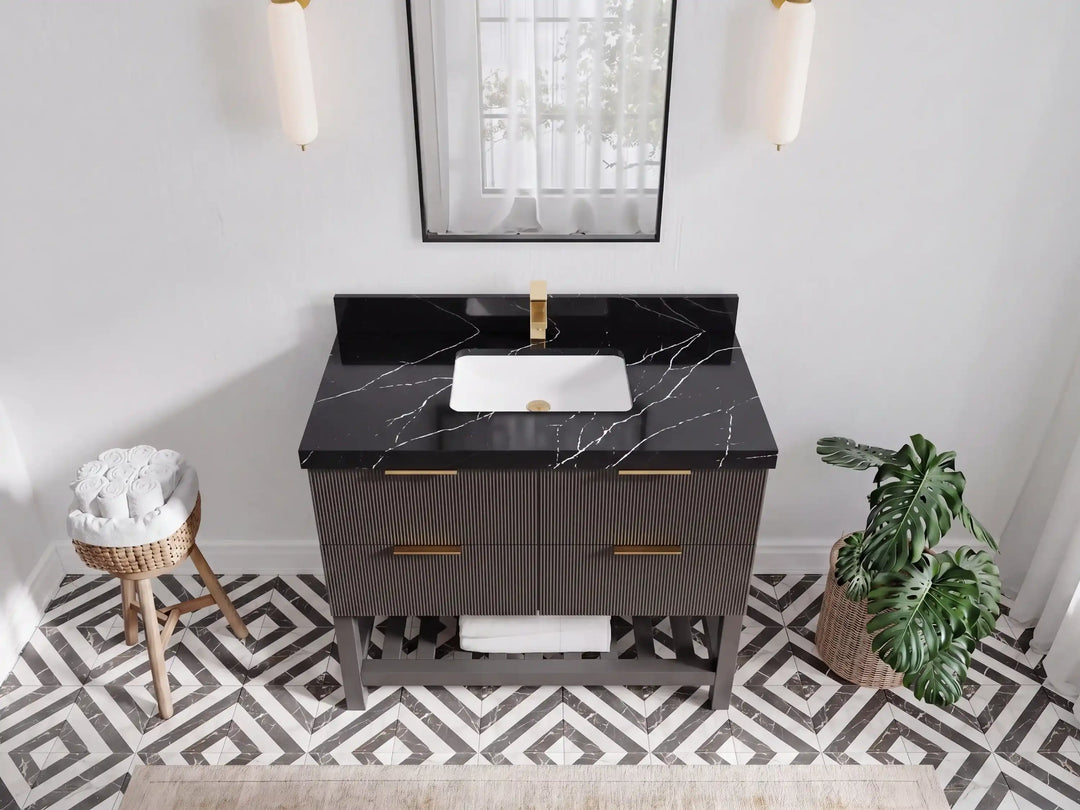 Catalina 42 in W x 22 in D Free Standing Reeded Single Sink Bathroom Vanity | 
              
                Urbane Bronze
                
                  
             - CAT_URB_ARB_42 - photo №7