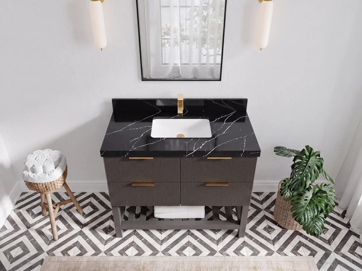 Catalina 42 in W x 22 in D Free Standing Reeded Single Sink Bathroom Vanity - photo 7