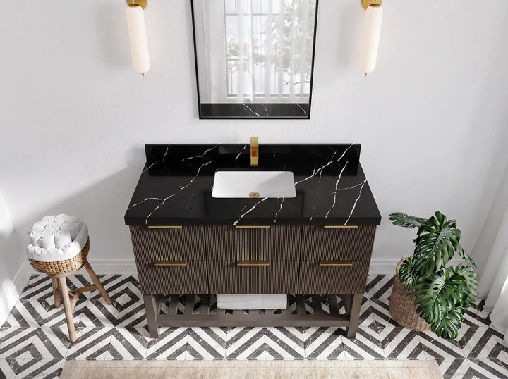 Catalina 48 in W x 22 in D Free Standing Reeded Single Sink Bathroom Vanity - photo 7