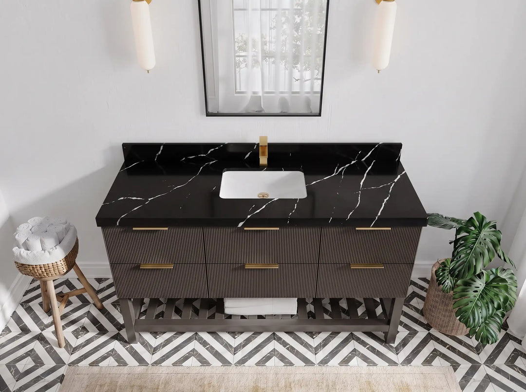Catalina 60 in W x 22 in D Free Standing Reeded Single Sink Bathroom Vanity | 
              
                Urbane Bronze
                
                  
             - AT_URB_ARB_60S - photo №8