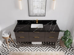 Catalina 60 in W x 22 in D Free Standing Reeded Single Sink Bathroom Vanity - photo 7