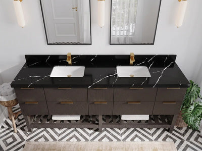 Catalina 84 in W x 22 in D Free Standing Reeded Double Sink Bathroom Vanity