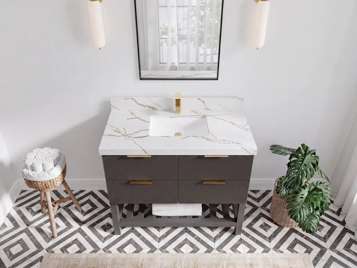 Catalina 42 in W x 22 in D Free Standing Reeded Single Sink Bathroom Vanity - photo 8