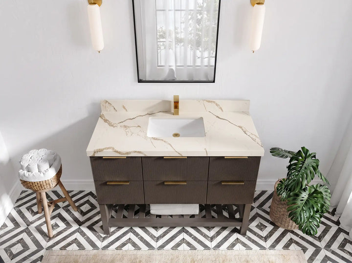 Catalina 48 in W x 22 in D Free Standing Reeded Single Sink Bathroom Vanity - photo 8