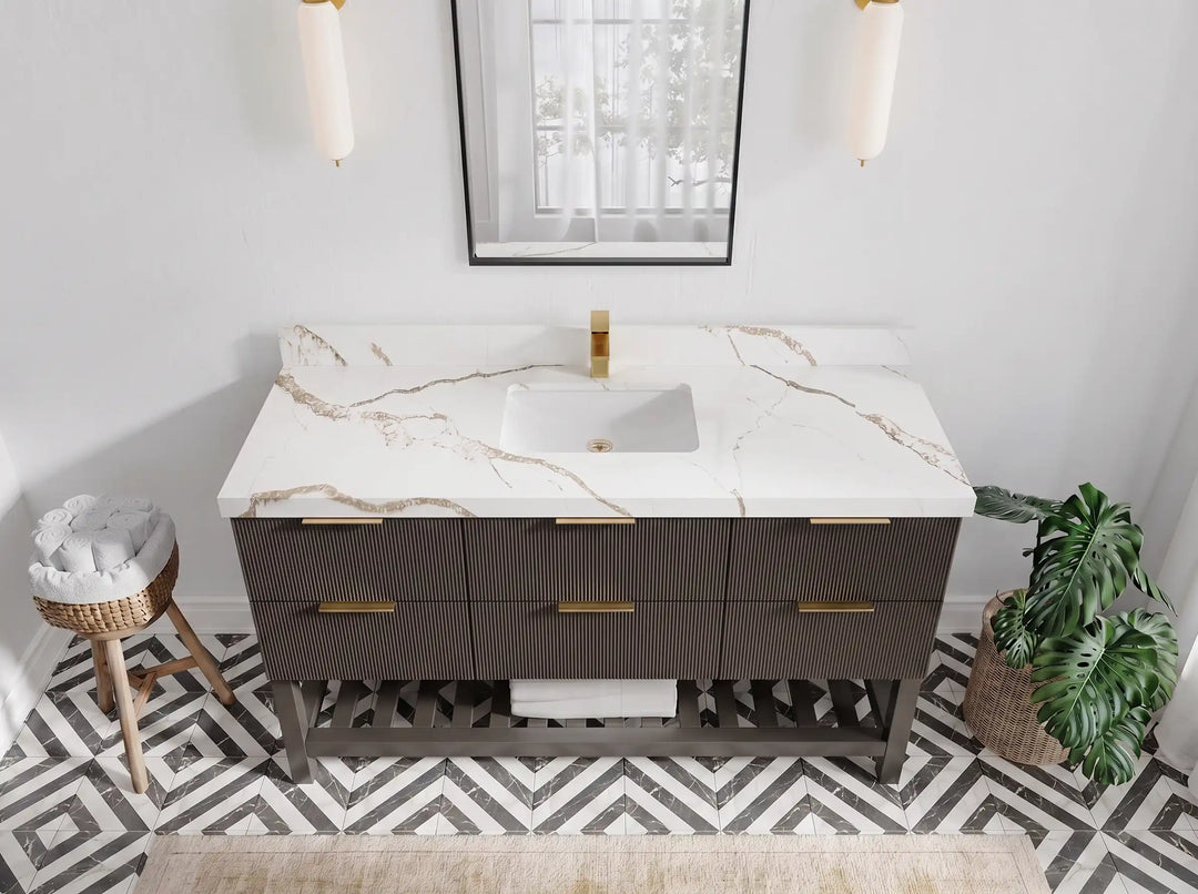 Catalina 60 in W x 22 in D Free Standing Reeded Single Sink Bathroom Vanity | 
              
                Urbane Bronze
                
                  
             - AT_URB_ARB_60S - photo №9