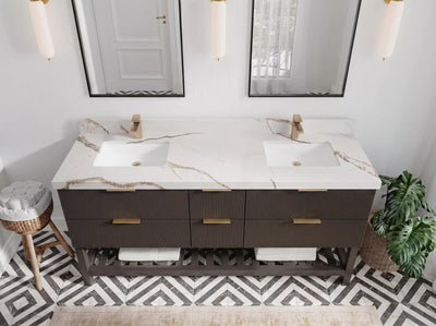 Catalina 72 in W x 22 in D Free Standing Reeded Double Sink Bathroom Vanity