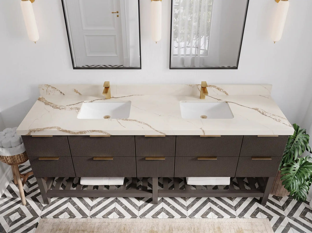 Catalina 84 in W x 22 in D Free Standing Reeded Double Sink Bathroom Vanity | 
              
                Urbane Bronze
                
                  
             - CAT_URB_WHQZ_84D - photo №12