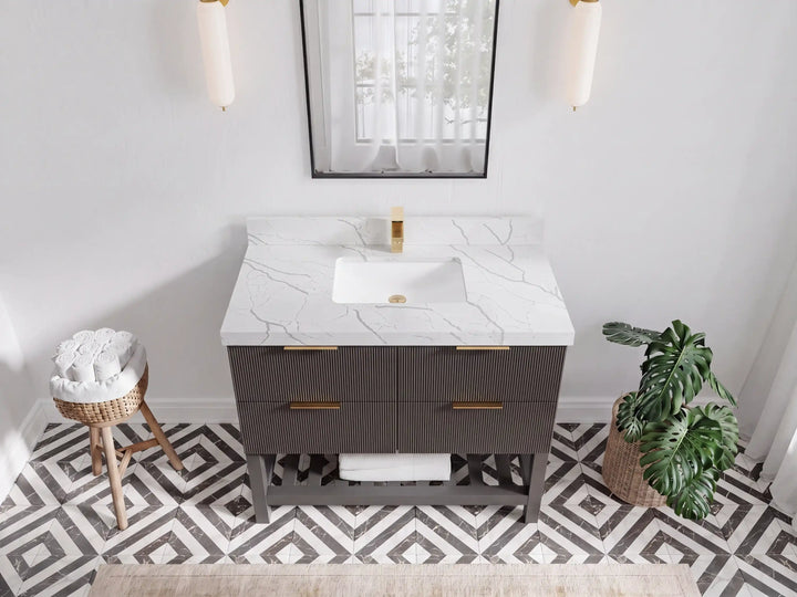 Catalina 42 in W x 22 in D Free Standing Reeded Single Sink Bathroom Vanity - photo 9