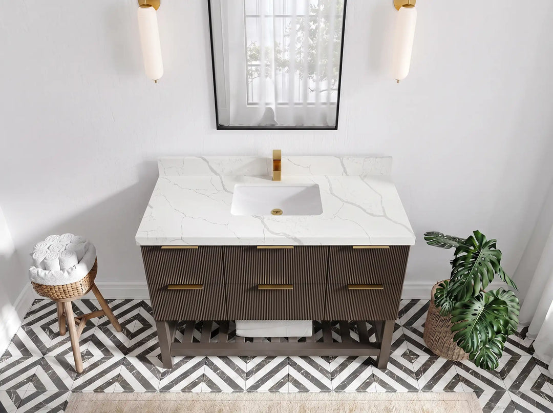 Catalina 48 in W x 22 in D Free Standing Reeded Single Sink Bathroom Vanity | 
              
                Urbane Bronze
                
                  
             - CAT_URB_WHQZ_48S - photo №9